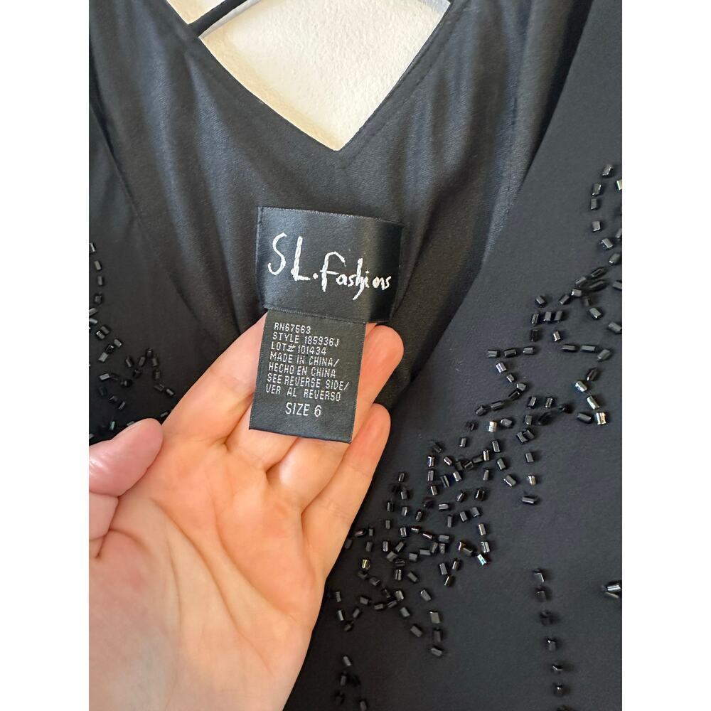 Vintage Y2K Womens Whimsigoth Dark Fairy Black Beaded Handkerchief Hem Midi 6 - Picture 5 of 9